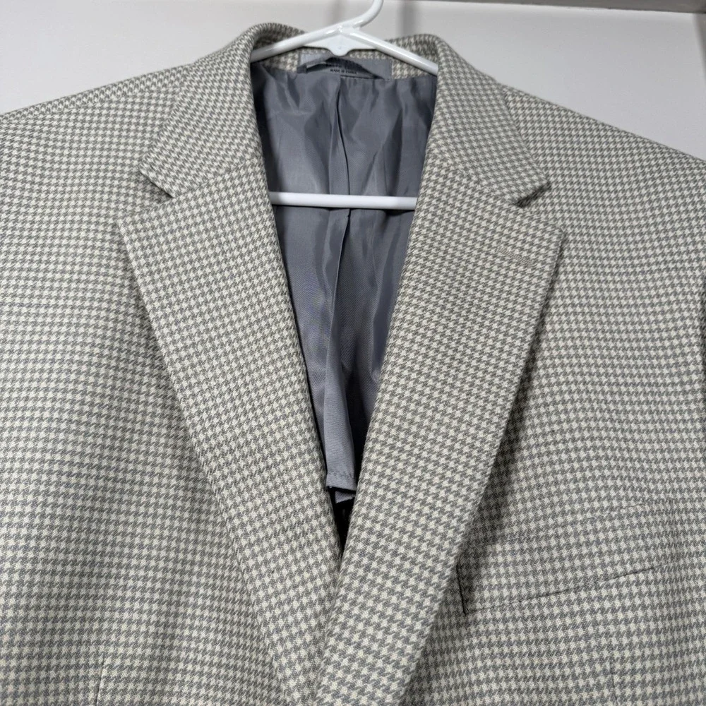 Ralph Lauren Blazer Men's‎ Size 48R Beige Houndstooth Wool 2-Button Jacket LRL